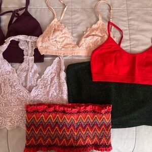 Colorful Lace and Knit Bralette Set